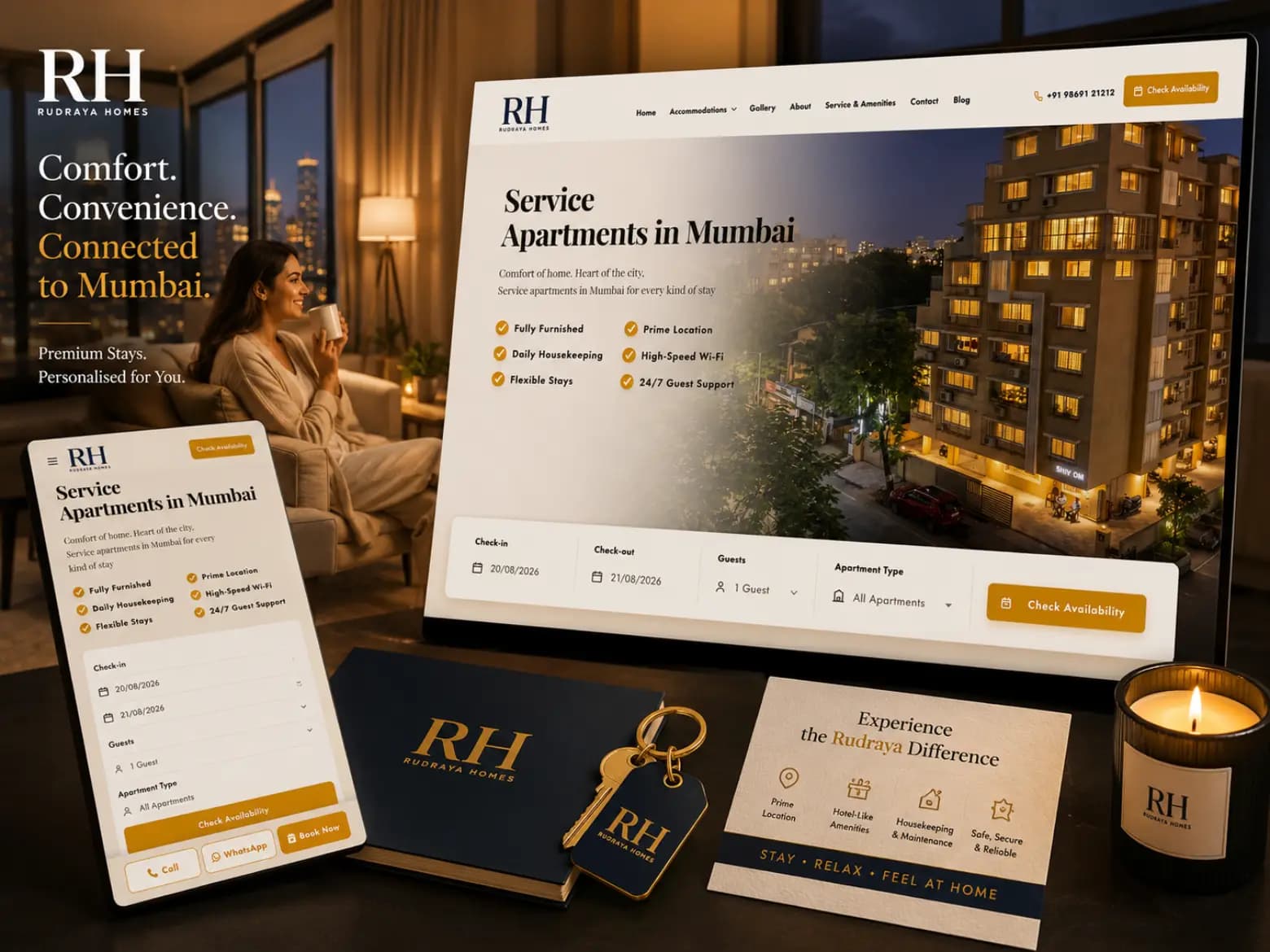 Rudraya Homes, serviced apartments website built by Tech Conversion