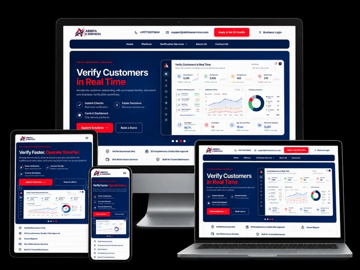 Abhita E-Services website, built by Tech Conversion