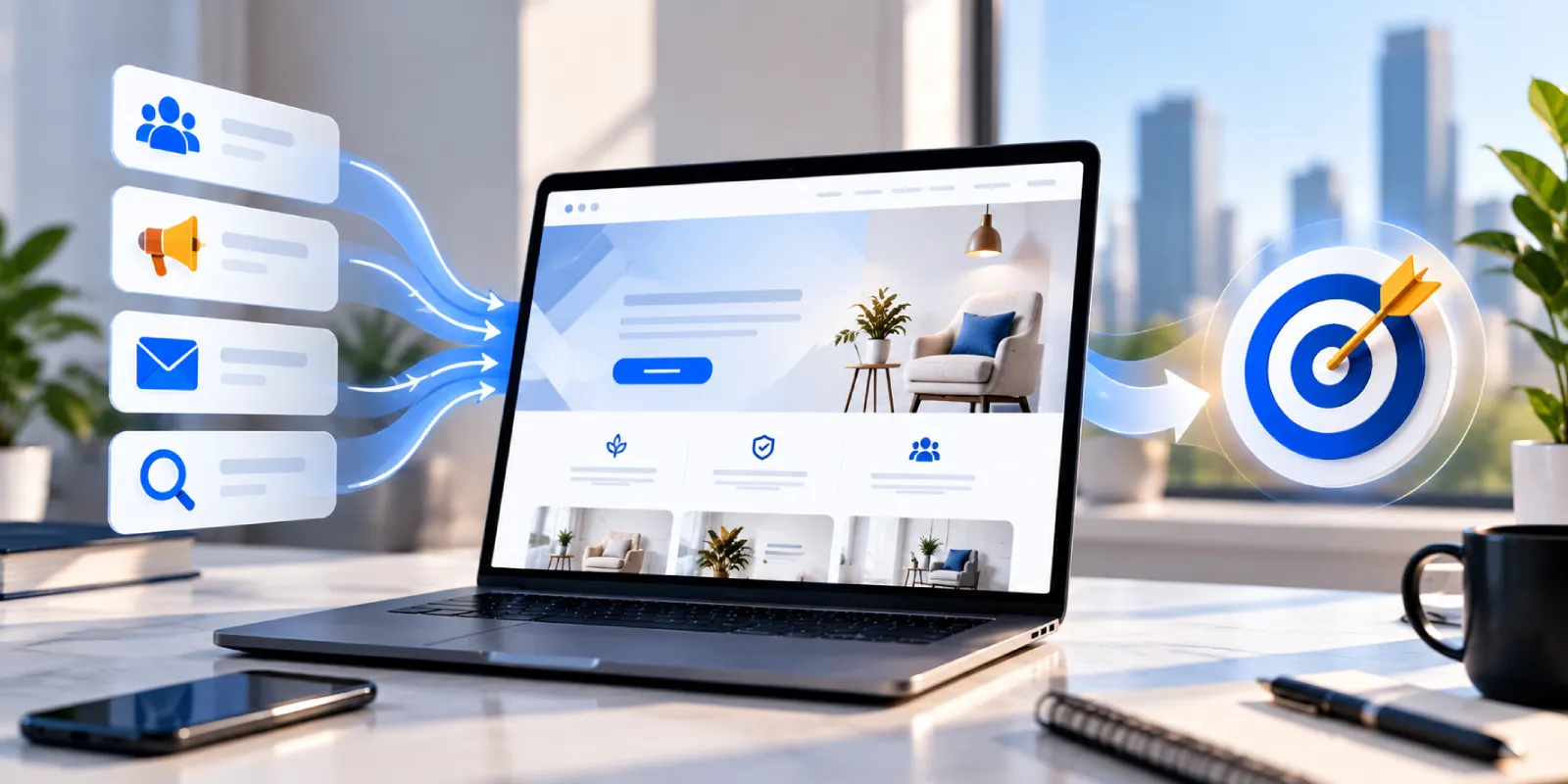 Consumer website experience displayed on a digital screen